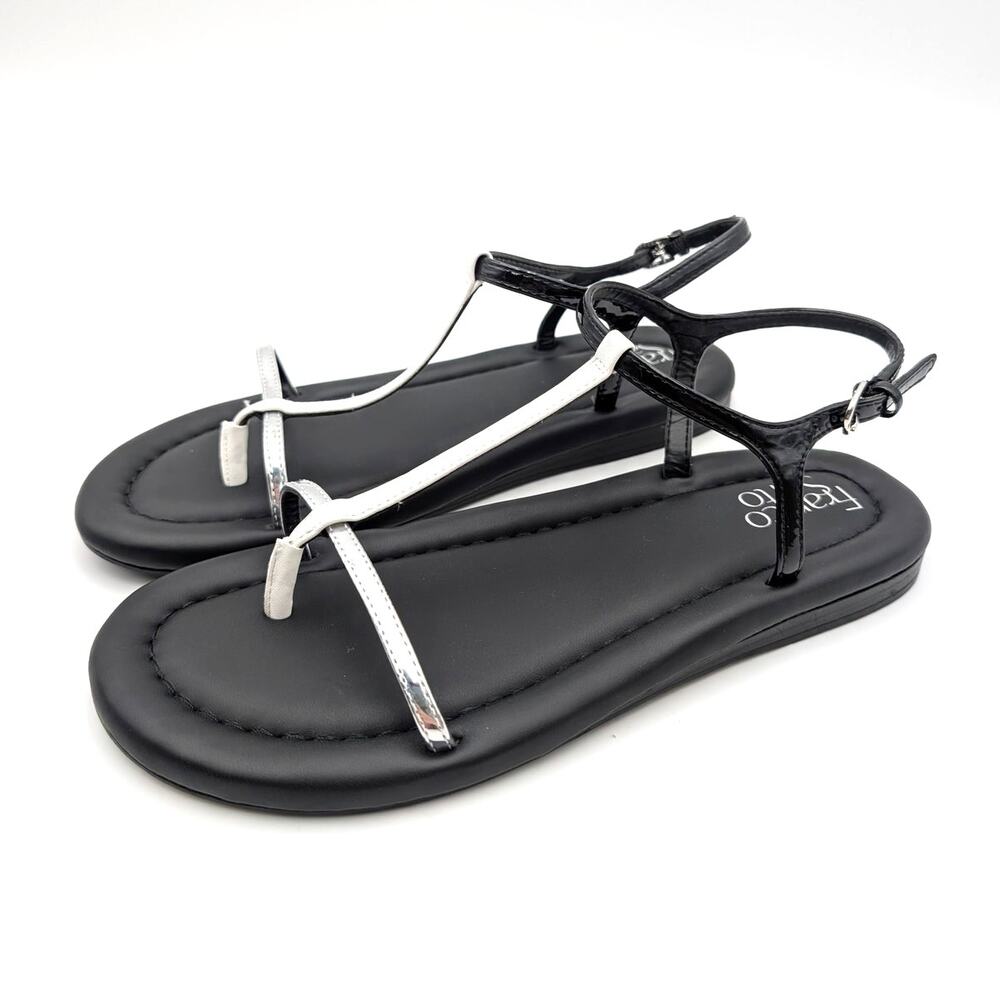 Franco Sarto Joela Ankle Strap Sandals Women's Silver/Black Size US8.5M EU39